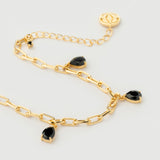 "Haze" Yellow Gold Bracelet with Natural Black Onyx