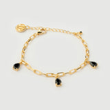 "Haze" Yellow Gold Bracelet with Natural Black Onyx