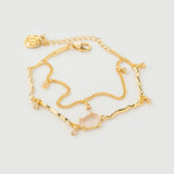"Hera" Yellow Gold Bracelet with Natural Rose Quartz