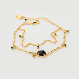 "Hera" Yellow Gold Bracelet with Natural Black Onyx