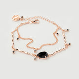Bracelet "Hera" en argent plaqué or rose 18 carats et onyx noir naturel