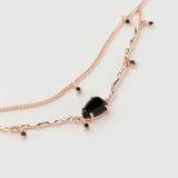 Bracelet "Hera" en argent plaqué or rose 18 carats et onyx noir naturel