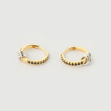 Boucles d'oreilles "Linkz" en argent plaqué or jaune/blanc 18 carats et topaze blanche naturelle