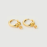"Linkz" Yellow Gold Earrings with Natural Garney