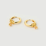 "Linkz" Yellow Gold Earrings with Natural Garney
