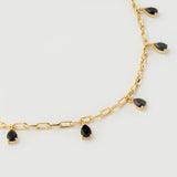 "Haze" Yellow Gold Necklace with Natural Black Onyx