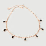 "Haze" Rose Gold Necklace with Natural Black Onyx