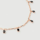 "Haze" Rose Gold Necklace with Natural Black Onyx