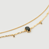 Collier "Hera" en Argent Plaqué Or Jaune 18 carats et Onyx Noir Naturel