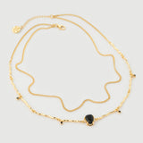 Collier "Hera" en Argent Plaqué Or Jaune 18 carats et Onyx Noir Naturel