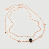 Collier "Hera" en argent plaqué or rose 18 carats et onyx noir naturel