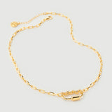 "Poki" Yellow Gold Necklace with Natural White Topaz