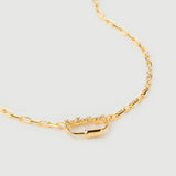 "Poki" Yellow Gold Necklace with Natural White Topaz