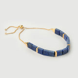 "Petra" Yellow Gold Bracelet with Natural Lapis Lazuli