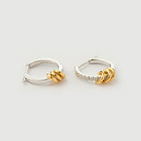 Boucles d'oreilles "Linkz" en argent plaqué or jaune/blanc 18 carats et topaze blanche naturelle