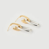 Boucles d'oreilles pendantes "Linkz" en plaqué argent et or jaune-blanc 18 carats