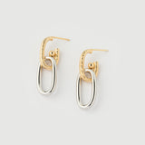 Boucles d'oreilles pendantes "Linkz" en plaqué argent et or jaune-blanc 18 carats