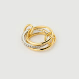 "Linkz" Yellow/White Gold Ring with Natural Black Spinel