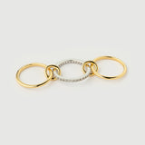 "Linkz" Yellow/White Gold Ring with Natural Black Spinel