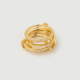 Bague Orbit « Linkz » en argent plaqué or rose 18 carats et spinelle noire naturelle