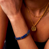 "Petra" Yellow Gold Bracelet with Natural Lapis Lazuli