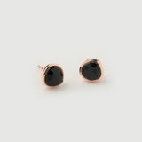 Boucles d'oreilles "Haze" en argent plaqué or rose 18 carats et onyx noir naturel