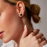 Boucles d'oreilles "Haze" en argent plaqué or rose 18 carats et onyx noir naturel