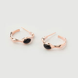 Boucles d'oreilles "Lima" en argent plaqué or rose 18 carats et onyx noir naturel