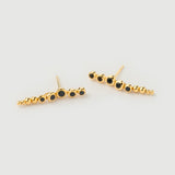 Boucles d'oreilles "Noura" en Argent Plaqué Or Jaune 18 carats et Onyx Noir Naturel