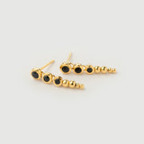 Boucles d'oreilles "Noura" en Argent Plaqué Or Jaune 18 carats et Onyx Noir Naturel