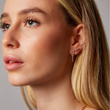 Boucles d'oreilles "Noura" en Argent Plaqué Or Rose 18 carats et Quartz Rose Naturel