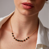 "Satta" Yellow Gold Necklace with Natural Black Onyx