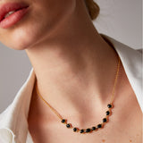 "Satta" Yellow Gold Necklace with Natural Black Onyx