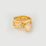 "Haze" Yellow Gold Ring with Natural Rose Quartz