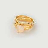 "Haze" Yellow Gold Ring with Natural Rose Quartz