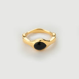 "Lima" Yellow Gold Ring with Natural Black Onyx