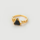 Bague "Riva" en Argent Plaqué Or Jaune 18 carats et Onyx Noir Naturel